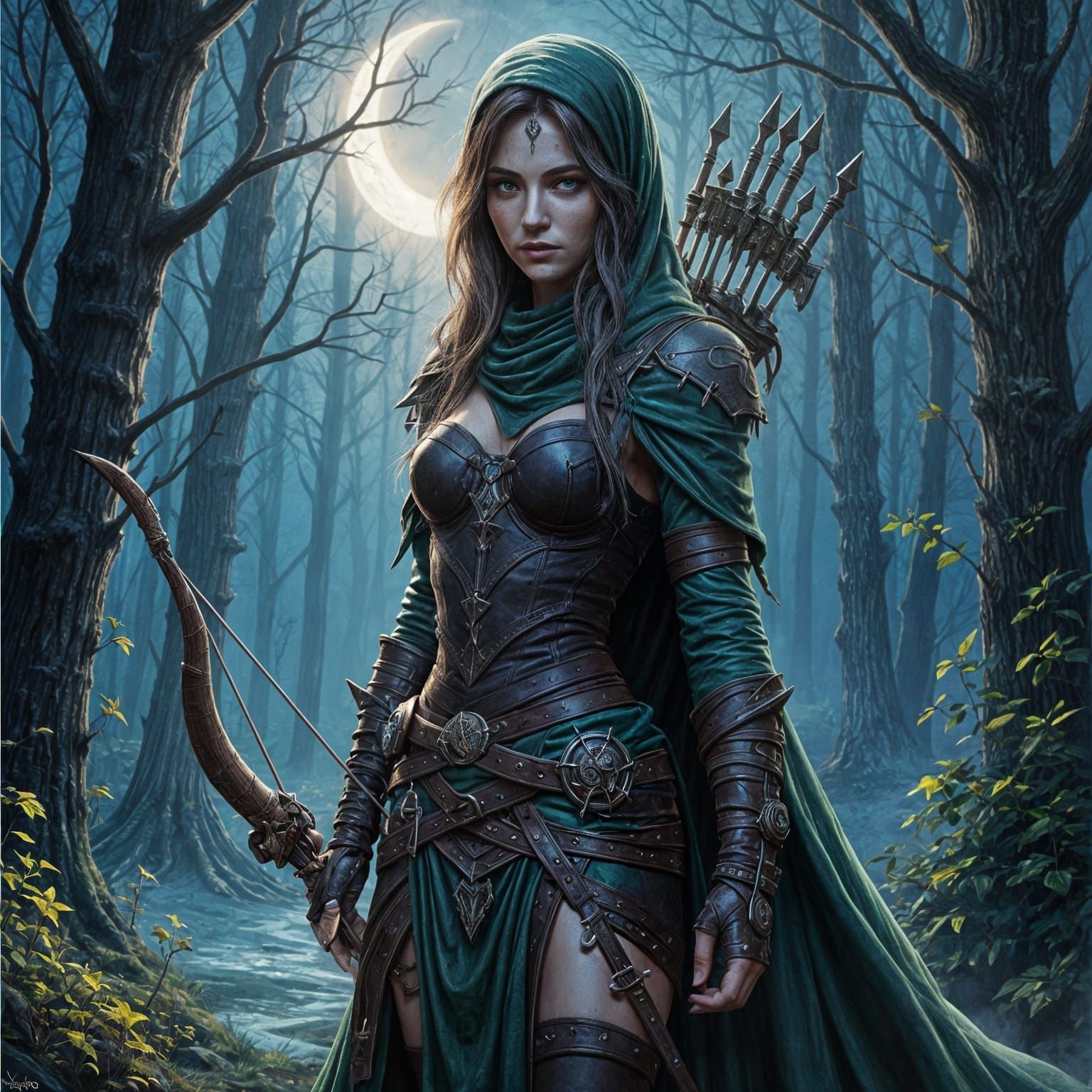 Wood Elf Rogue in a forest, ready to mess things up