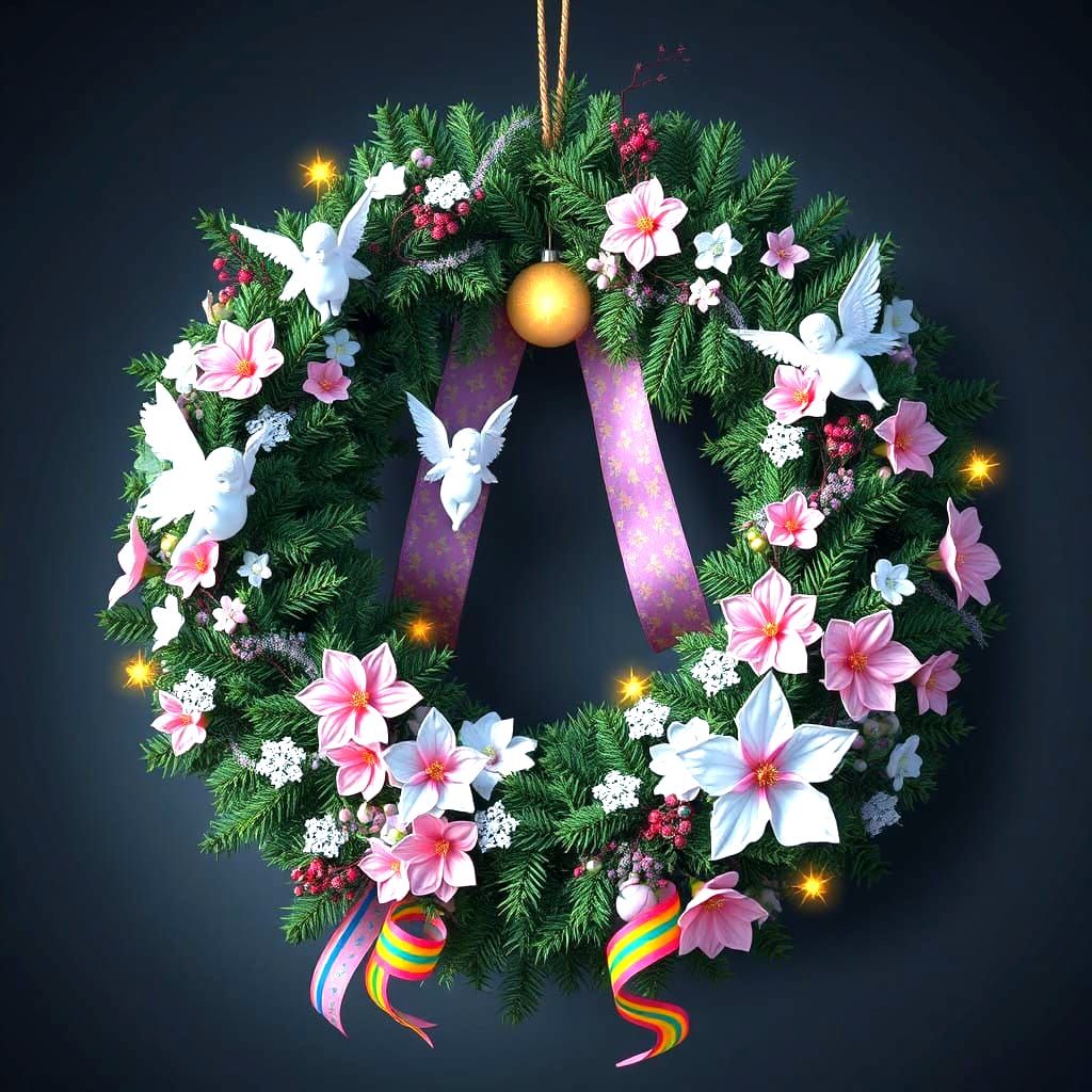 Surreal Christmas Wreath Blooms with Magical Splendor
