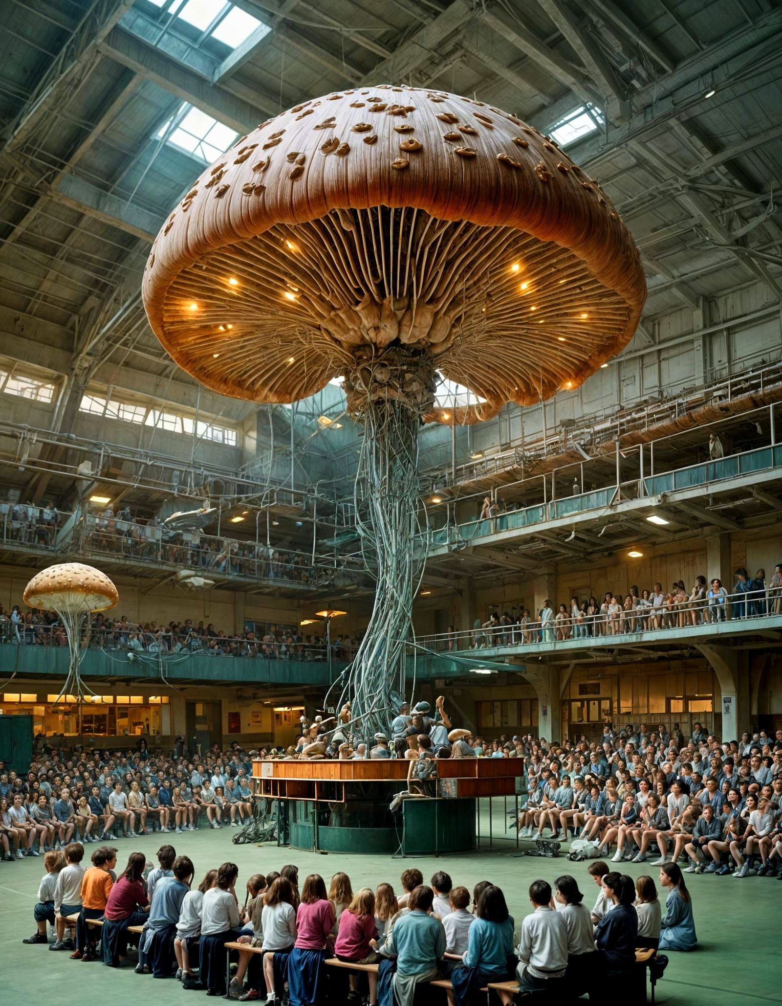 Futuristic High School Gymnasium in Science Fiction Style