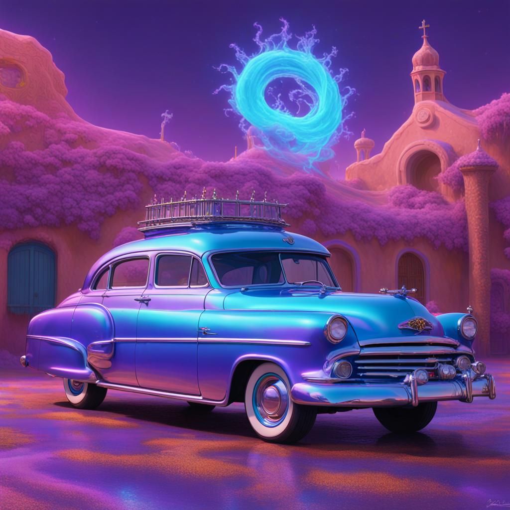 Chicano Low-rider Car in Ethereal Fantasy Art