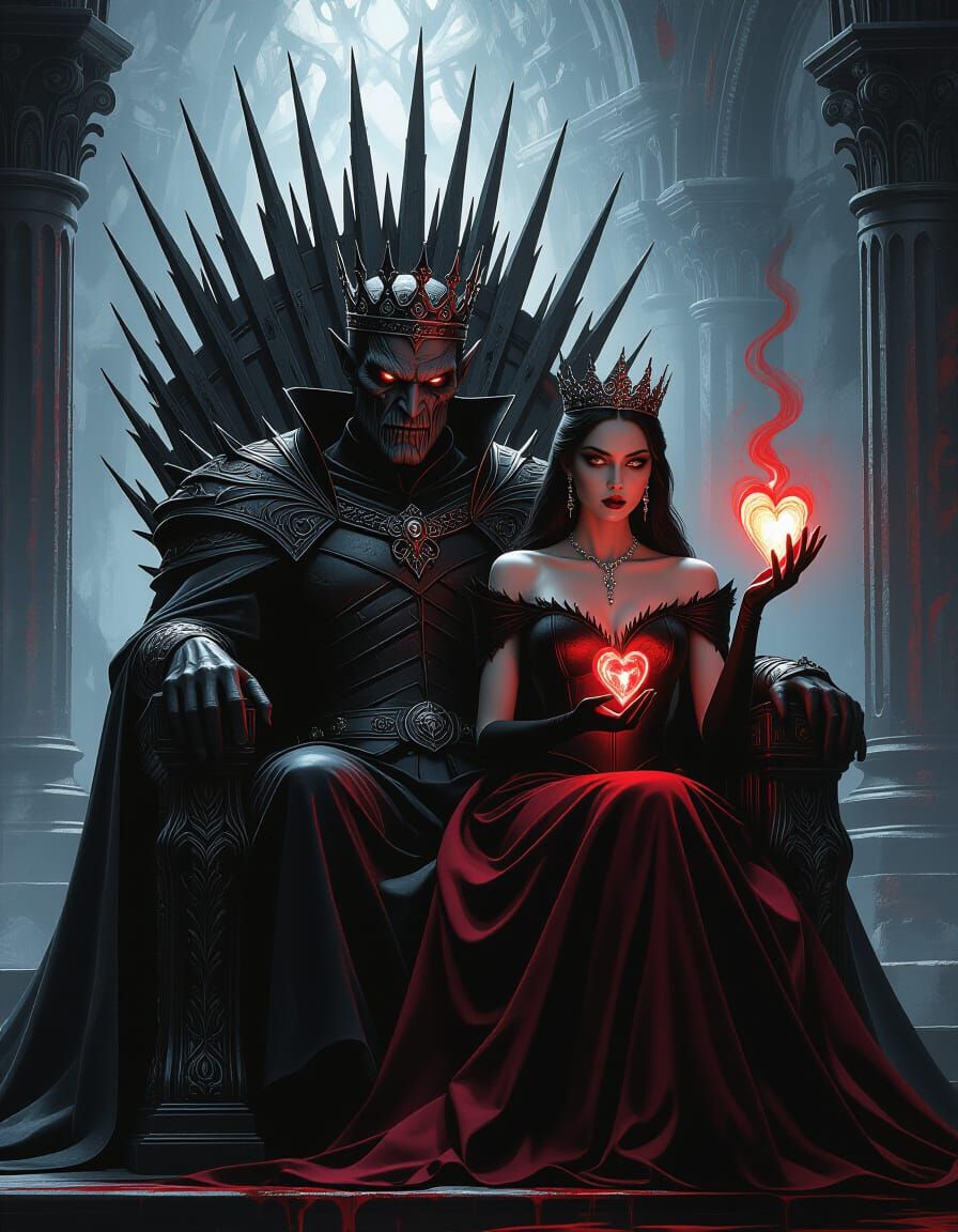 Monstrous King and Serene Queen with Beating Heart