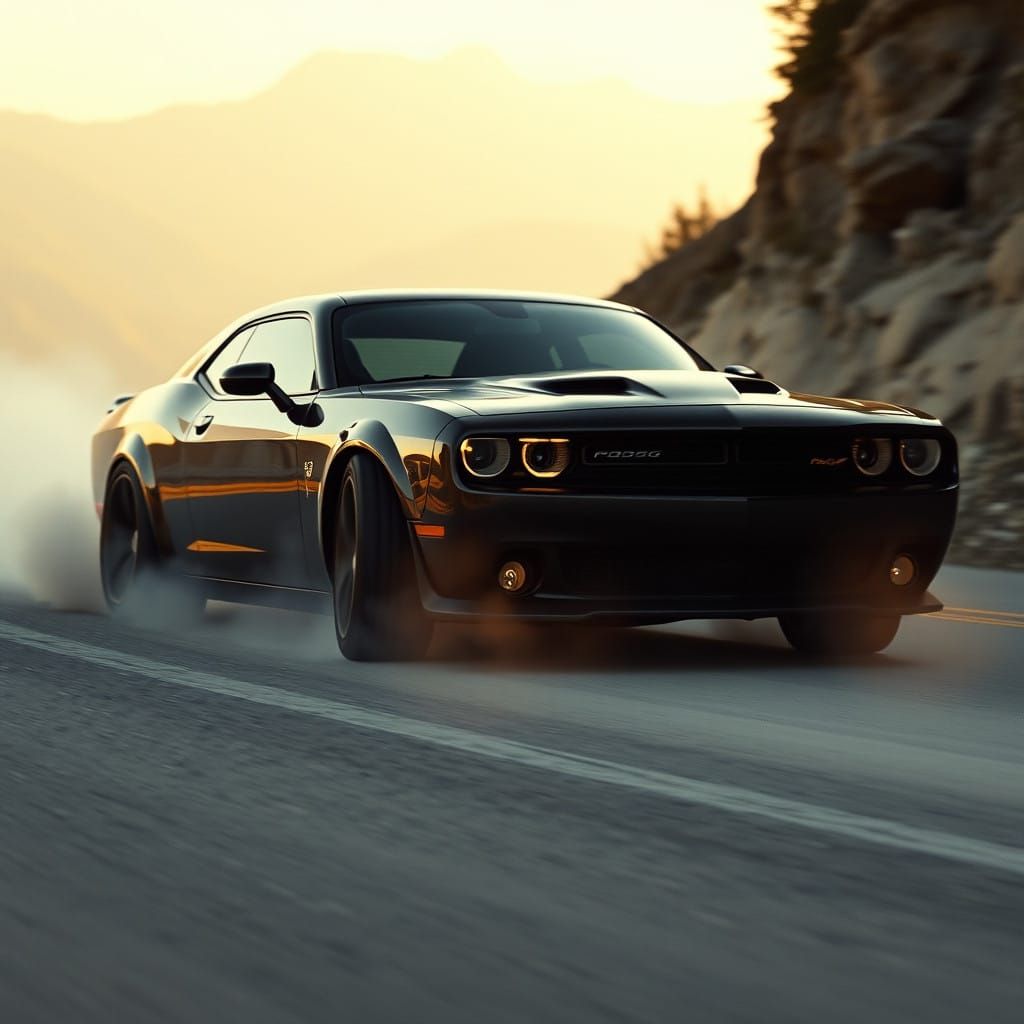 Epic Dodge Charger Drift Scene in 35mm Film Style