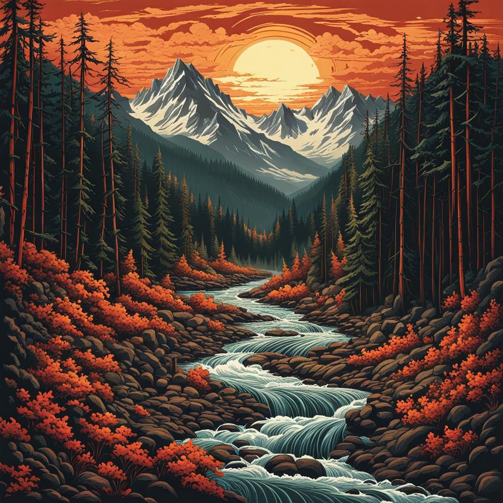 Wild River Runs Through Burning Forest