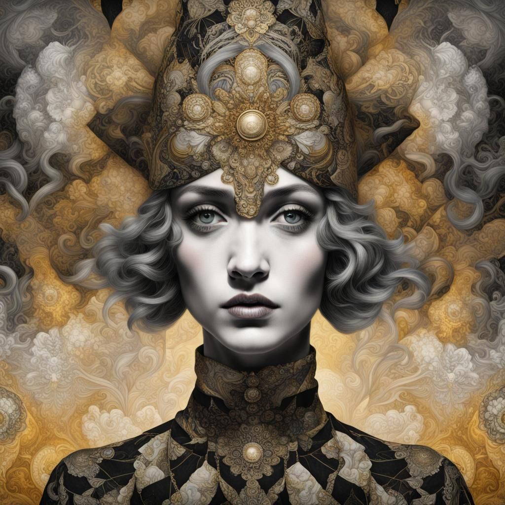 Woman in 1920s Style with Fractal Elements