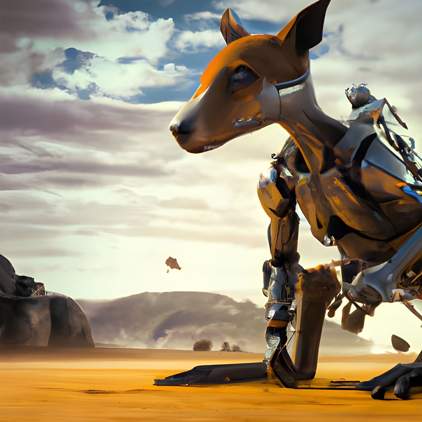 Futuristic Robot Kangaroo: Digital Matte Painting