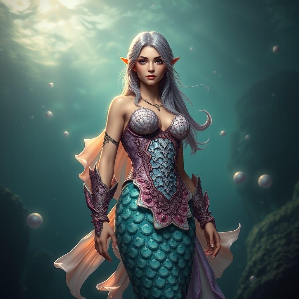 Enchanted Mermaid Dnd Character in Vibrant Fantasy Art