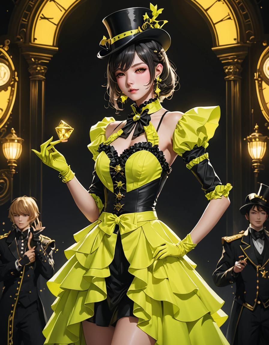 Fluorescent Yellow Ringmaster Suit in 3D Anime Art