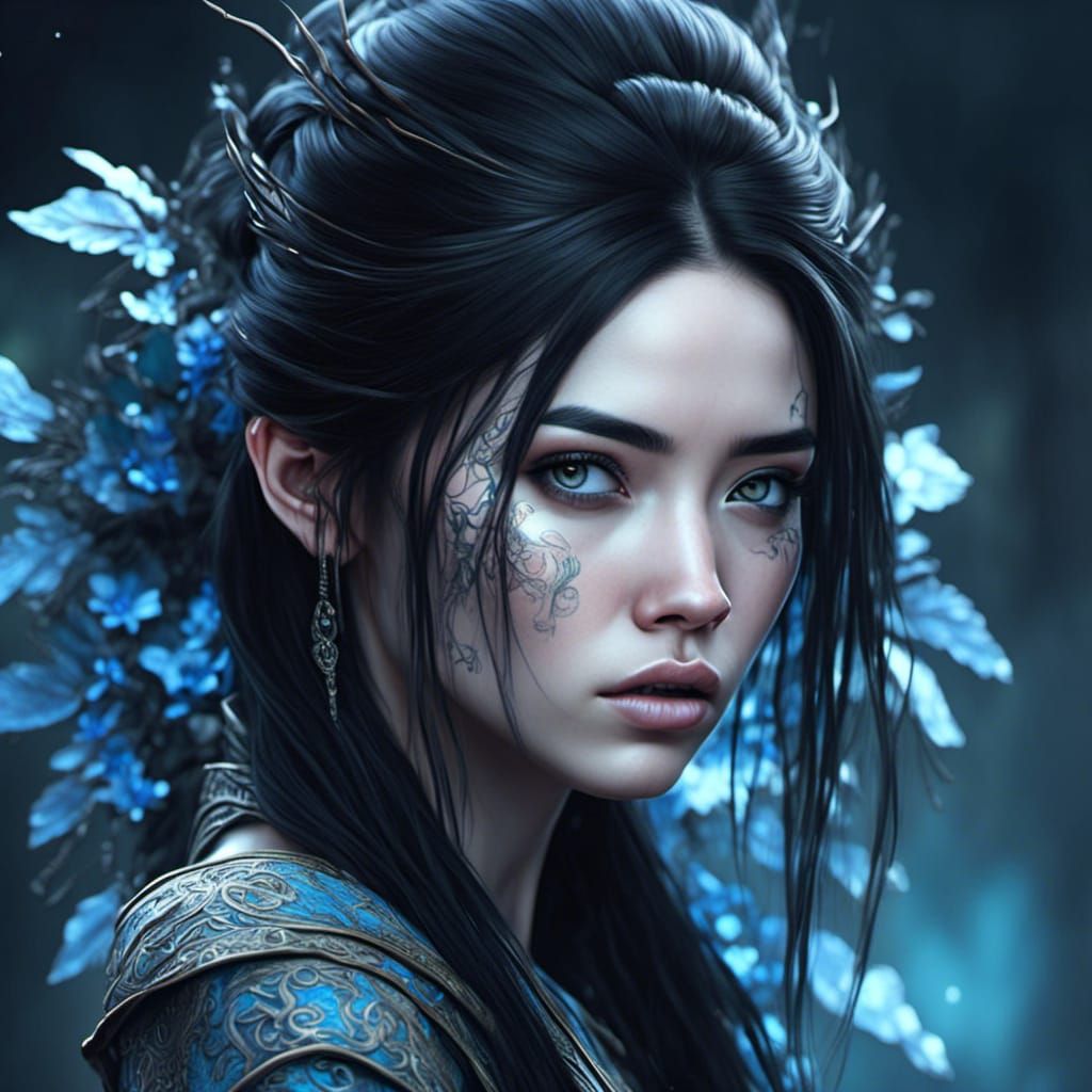 Adorable Gothic Female Darkling in Fantasy Art Style