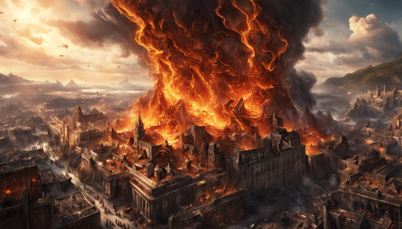 Epic Cinematic Shards of Fire Digital Matte Painting