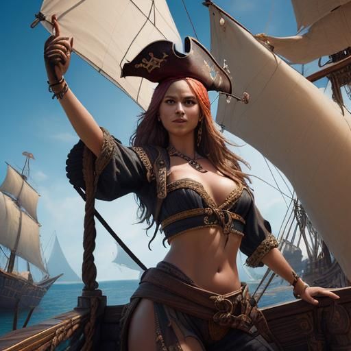Pirate Ship Figurehead in Splash Art Style