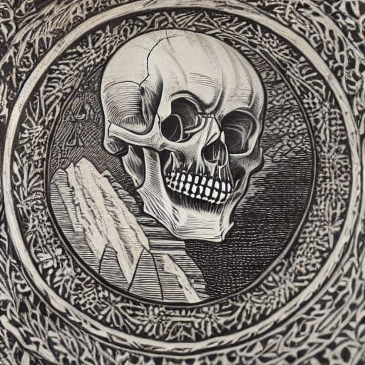 Mysterious White Skull in a Dark Context