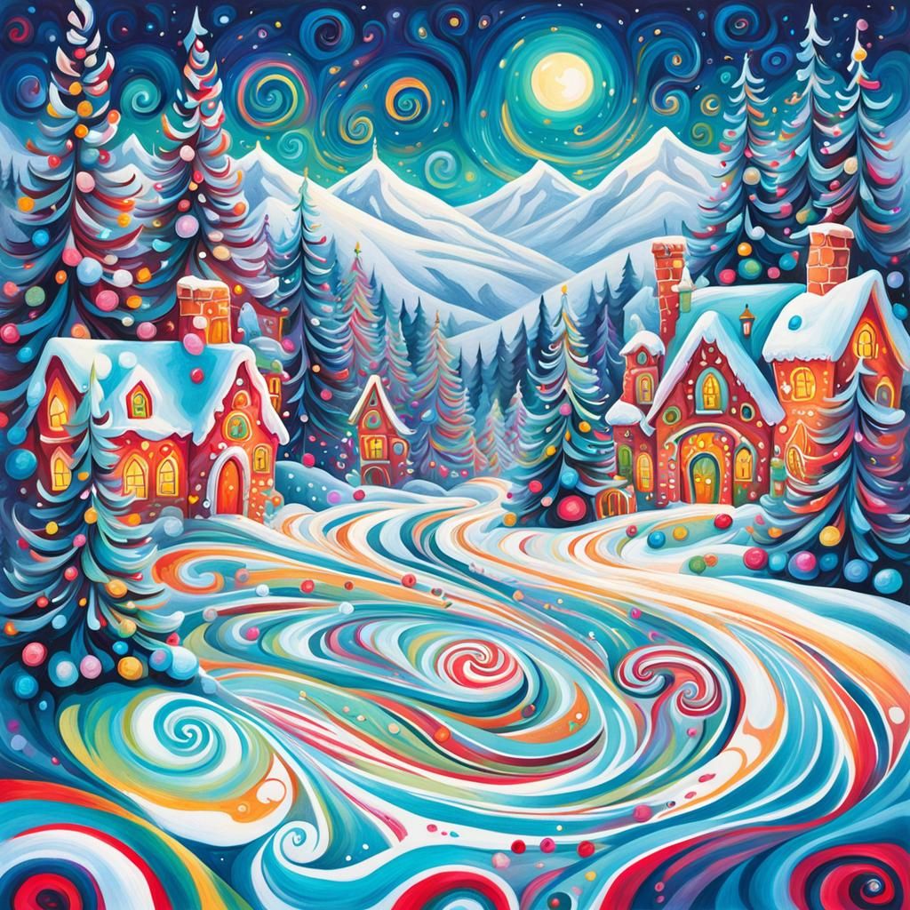 Vibrant Winter Solstice in Gouache Style