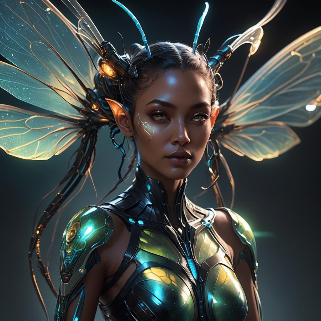 Seductive Alien Girl with Bioluminescent Markings