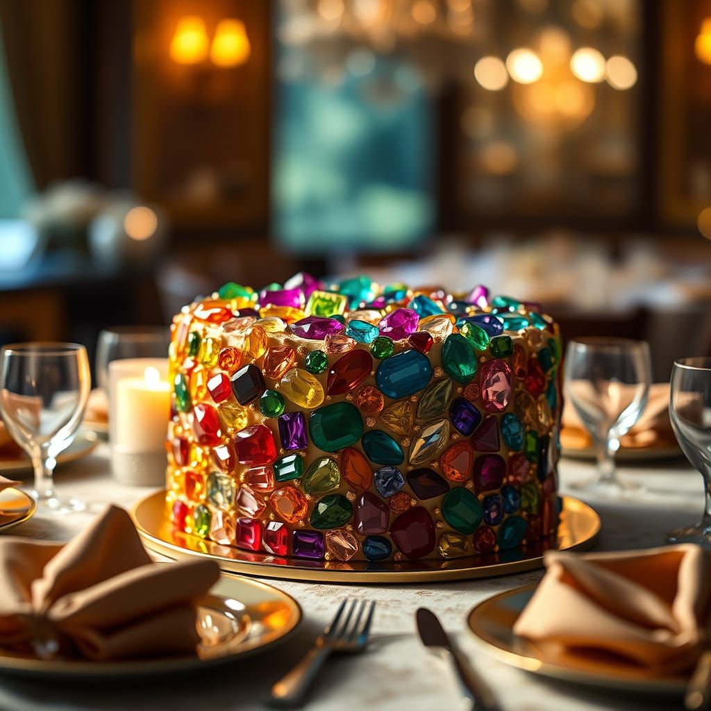 Gemstone Cake Amidst Fancy Place Settings