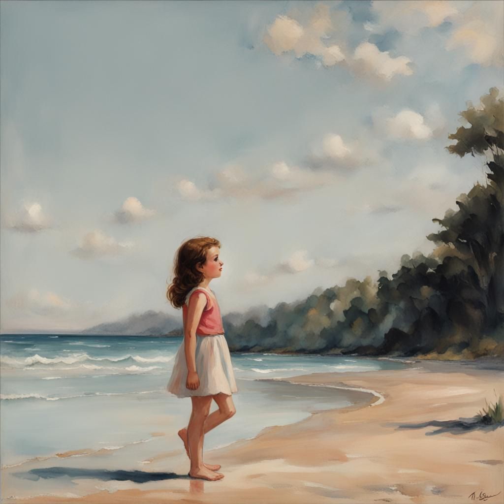 Girl Enjoying a Sunny Day at the Beach