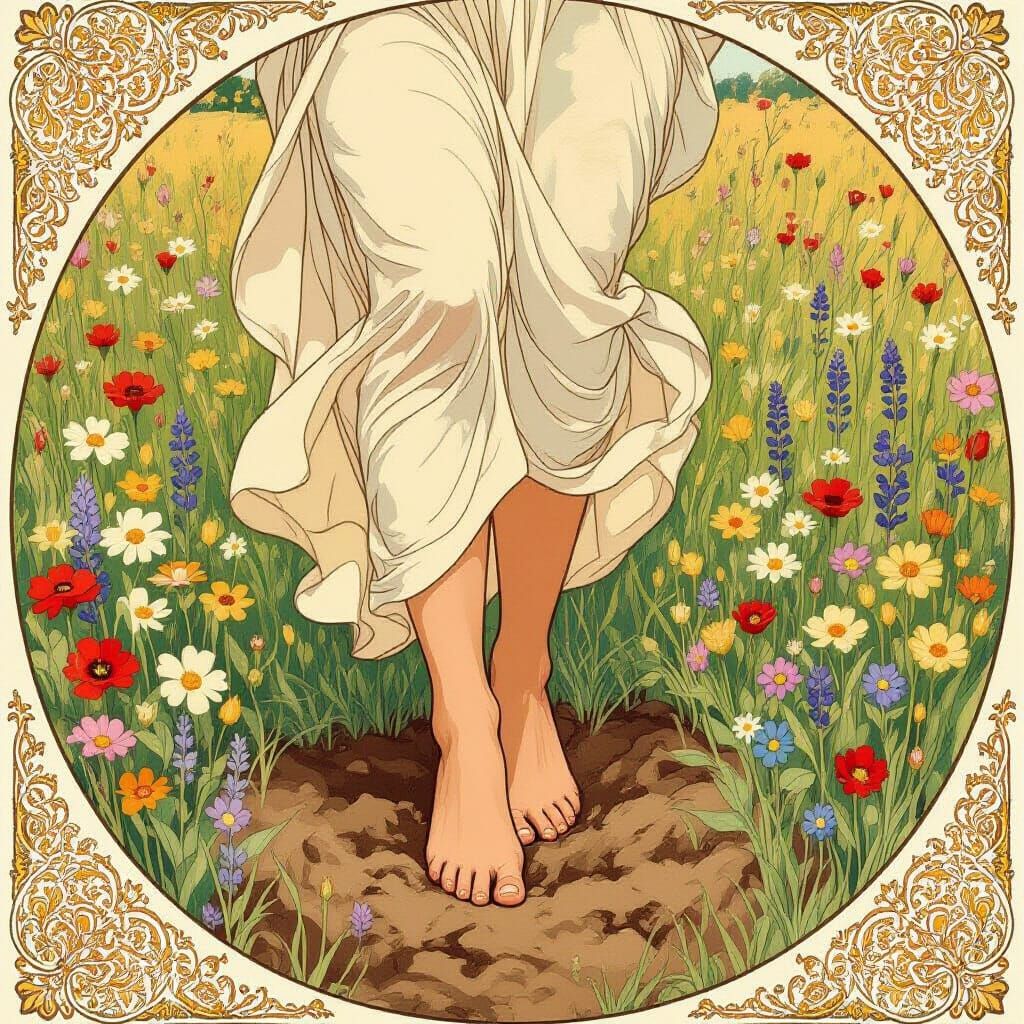 Barefoot in Bloom – Art Nouveau Style