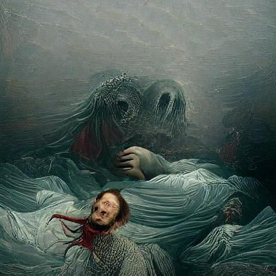 Distressed Figure Crying in Dark Horror