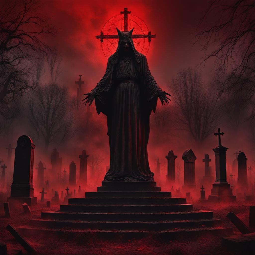Evil Satanic Ritual in Red Mist Cemetery
