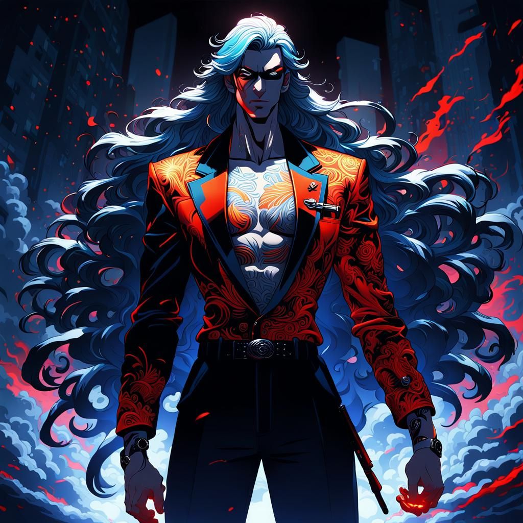 Anime Yakuza with Tattoos in Studio Trigger Style