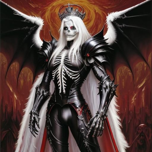 Vampire with Bone Armor and Wings, in Expressionist Style