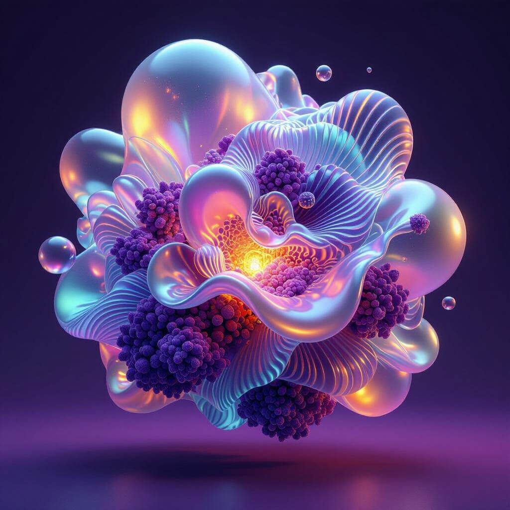 Iridescent Organic Forms in 3D Render