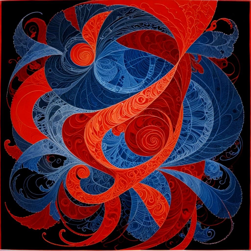 Abstract Twisting Forms in Etched Sketch Style