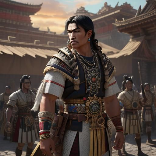Young Aztec Nobleman in Detailed 3D Anime Style