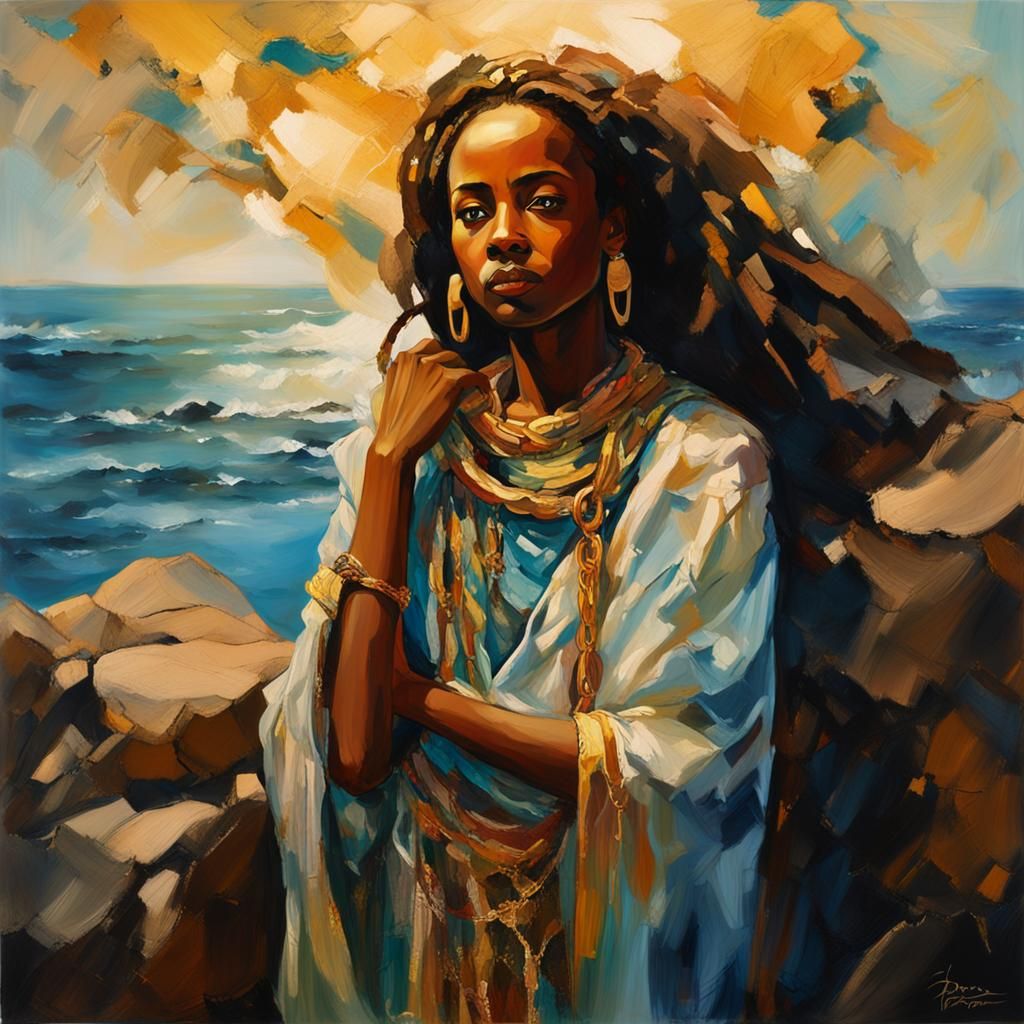 Ethiopian Princess Chained: Abstract Expressionist Masterpie...