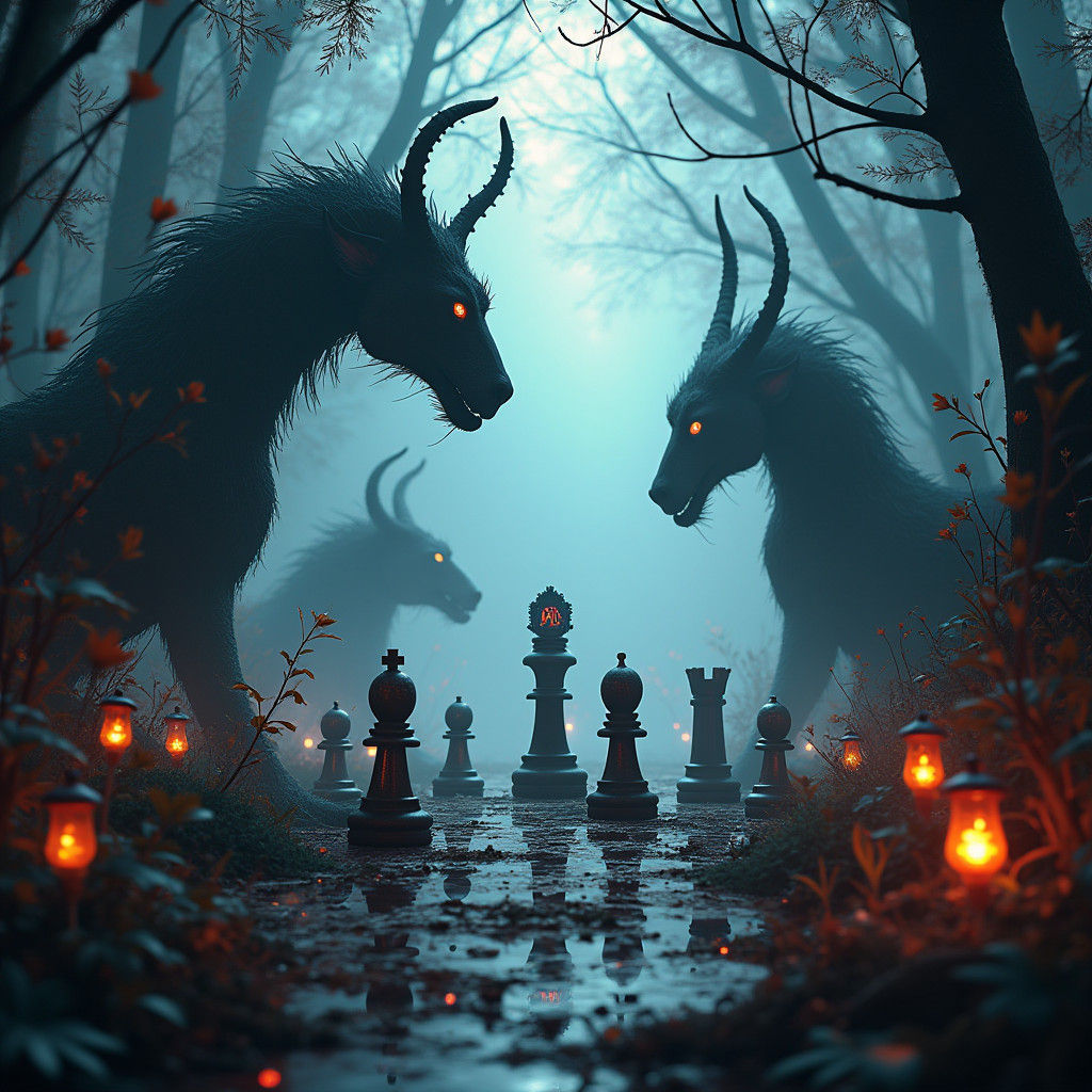 Steampunk Wonderland Silhouettes in Ethereal Clearing