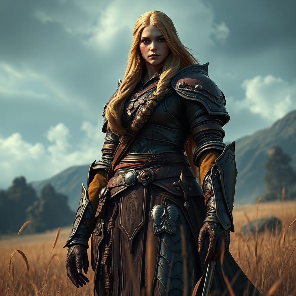 Epic Fantasy Giantess in Leather Armor