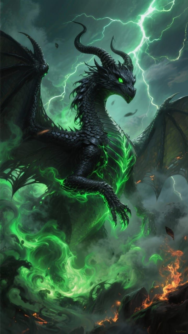 Maleficent Dragon Emerges in Emerald Fire