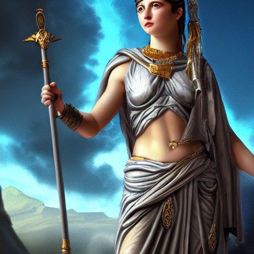 Athena the God of Wisdom, Detailed Matte Painting