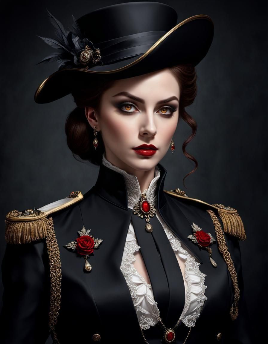 Fanged Vampire Aristocrat in Tenebrist Style