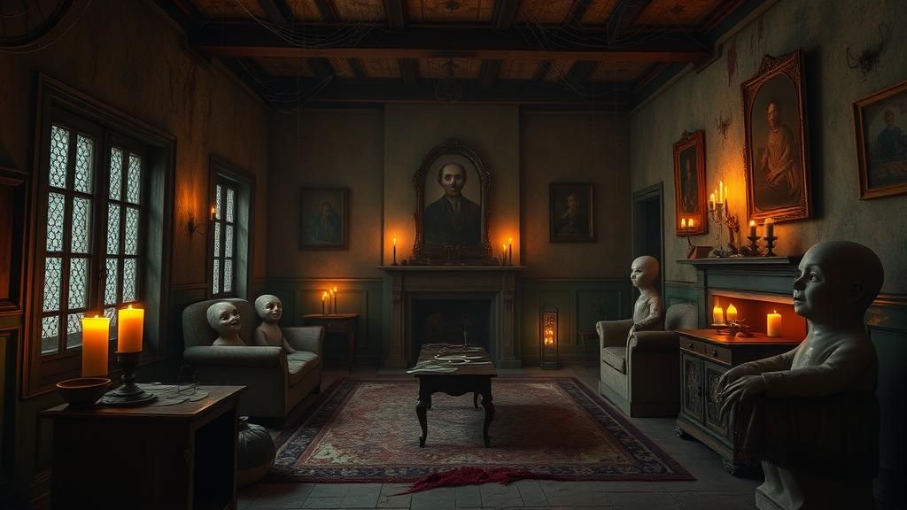 Haunted 18th Century Living Room with Ghosts