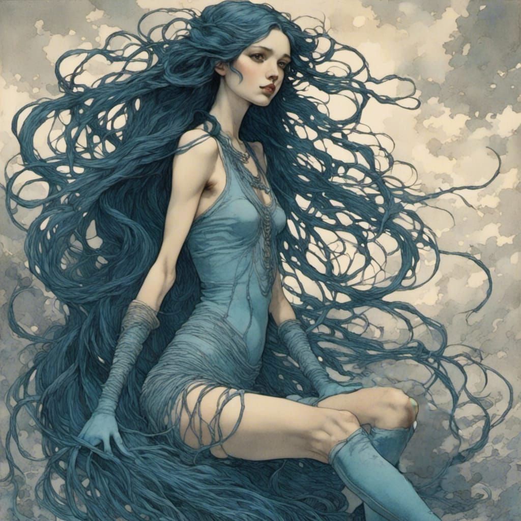 Wacky Woman with Blue Braids in Leotard