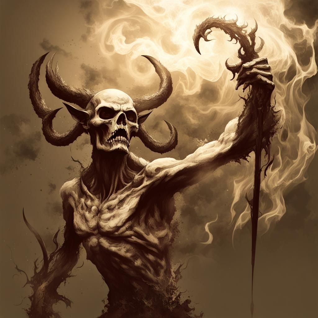 Demonic Devil of the Dark Age: Black and White Art