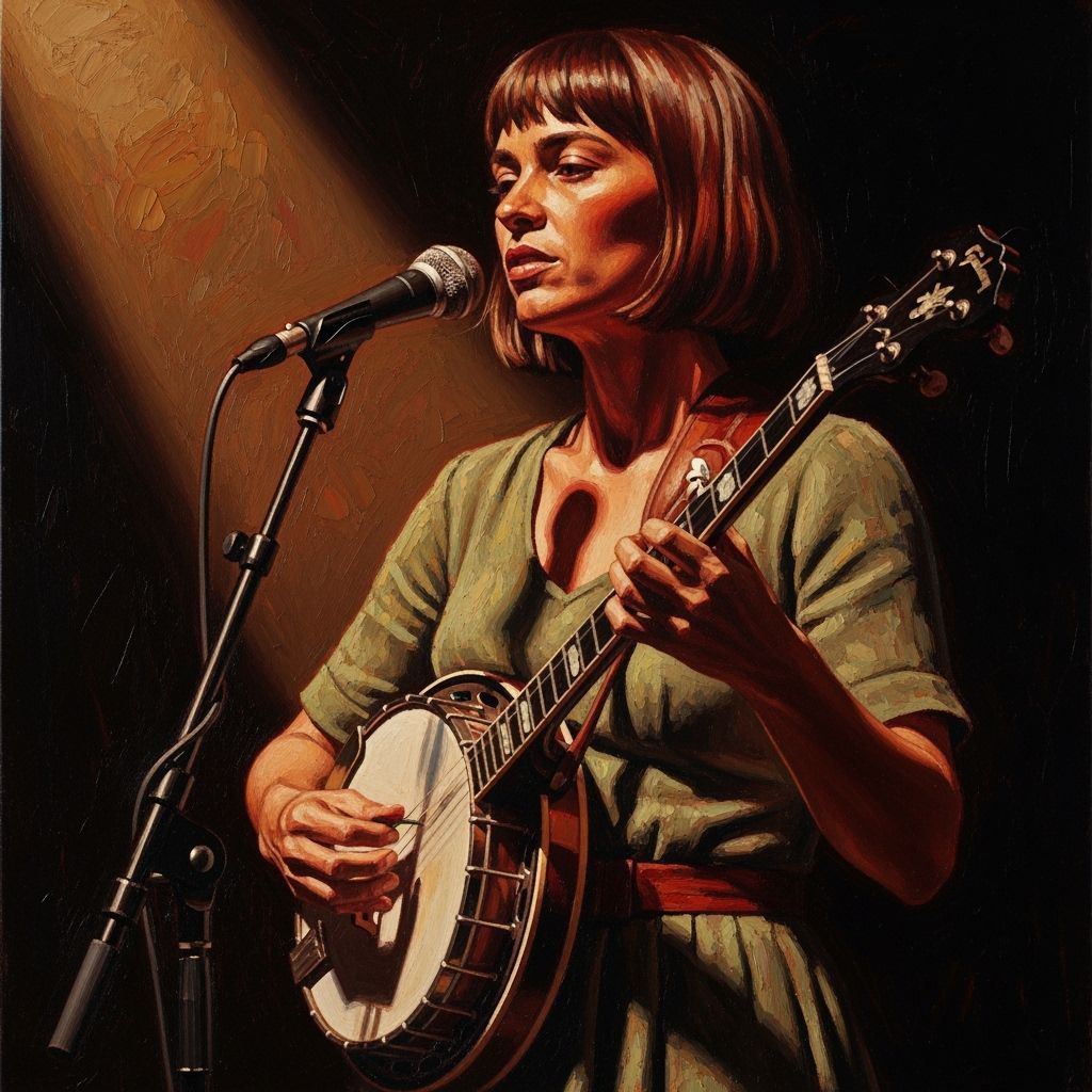 Rhiannon Giddens Sings and Plays Banjo in Oil Painting
