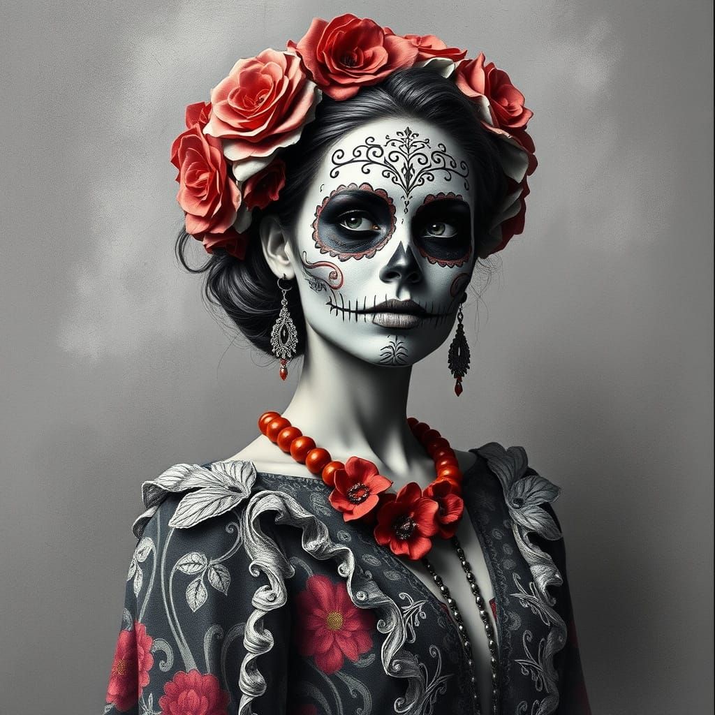 Natalie Portman in Ornate Day of the Dead Attire