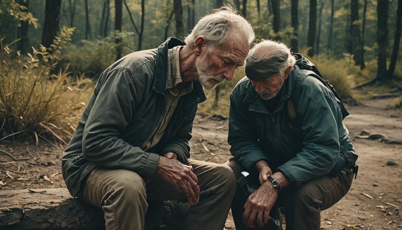 Old Man's Knee Pain: Cinematic Film Still