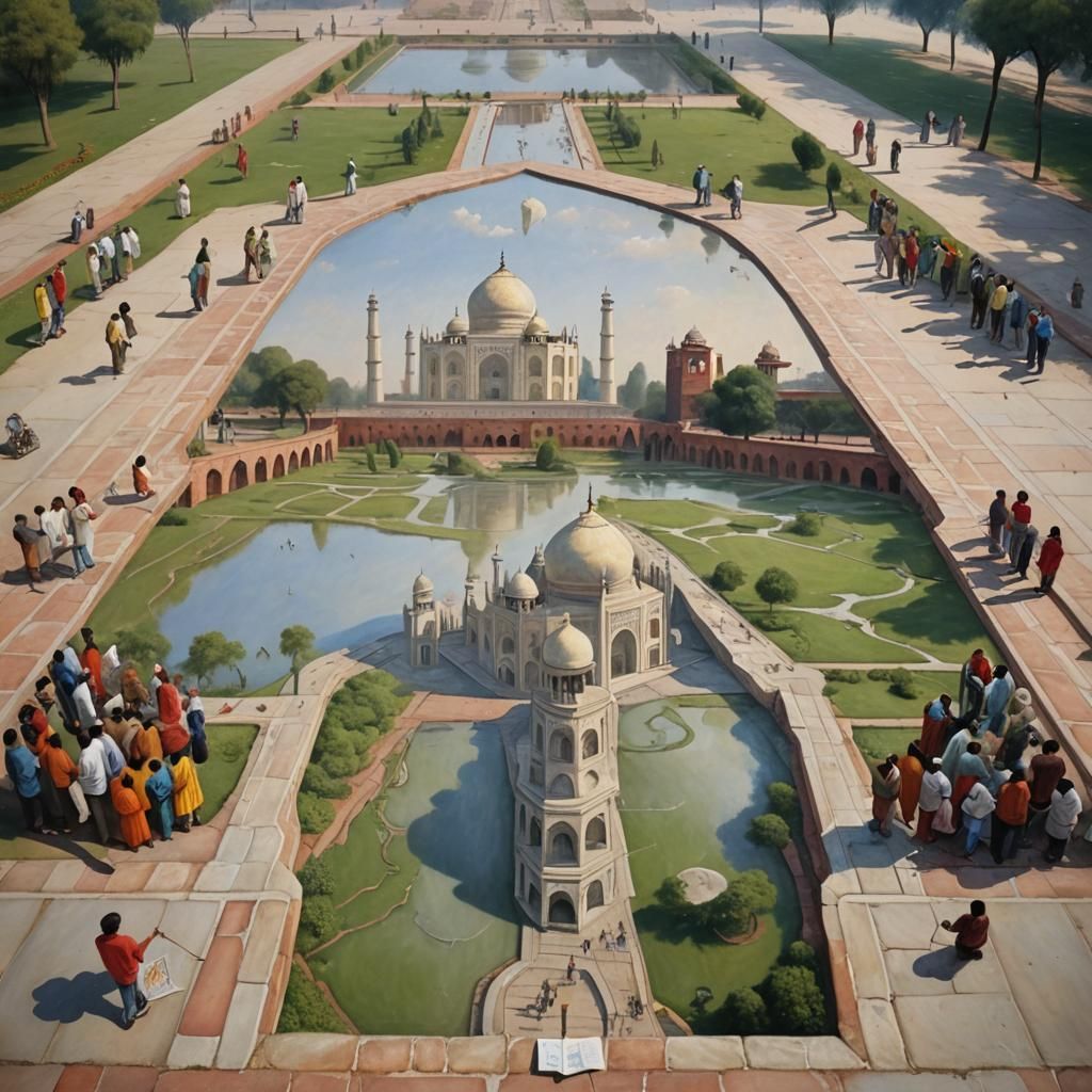 Surreal Street Art Illusion at the Taj Mahal