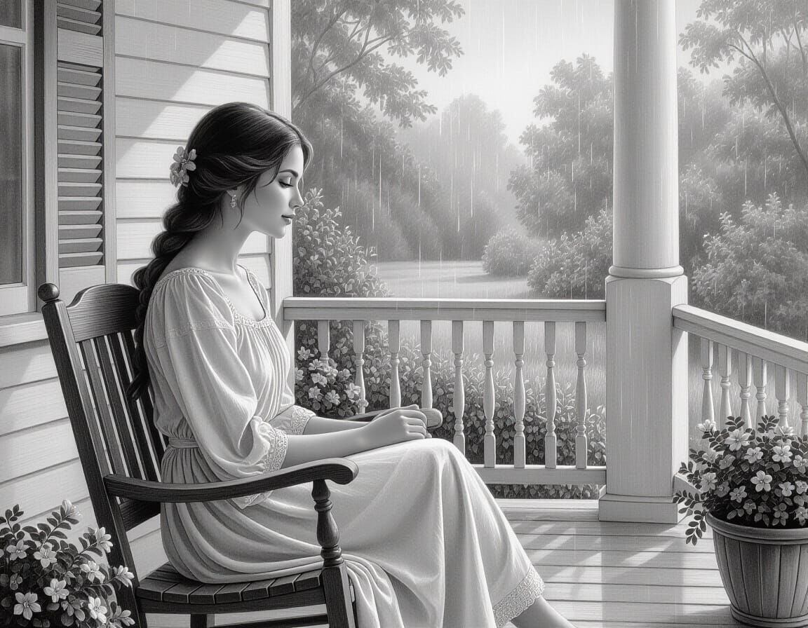 Relaxing Rainy Day on a Vintage Porch