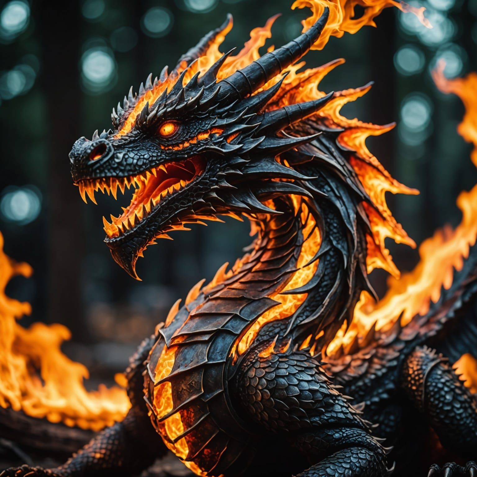 Stunning Fire Dragon in Detailed Professional Photography