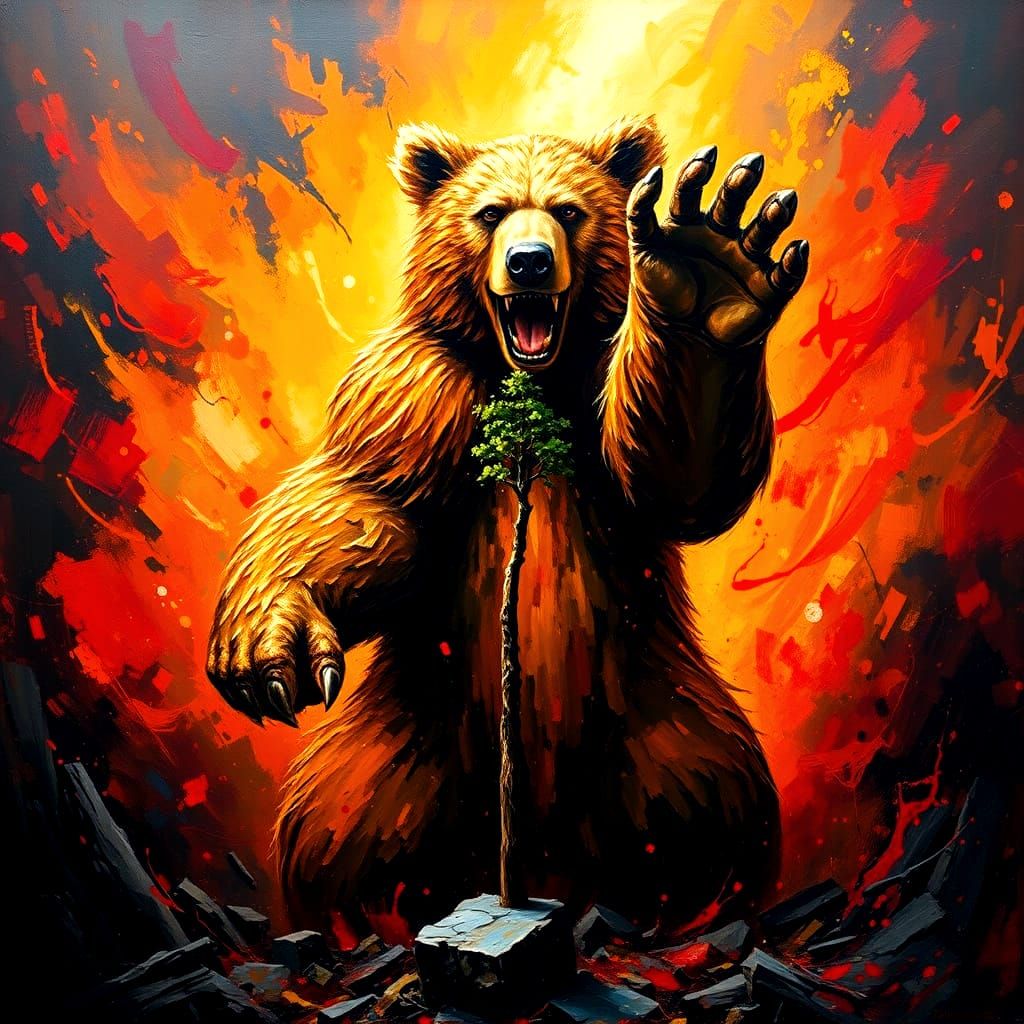 Fiery Forest Guardian Shields New Life as Impasto Painting