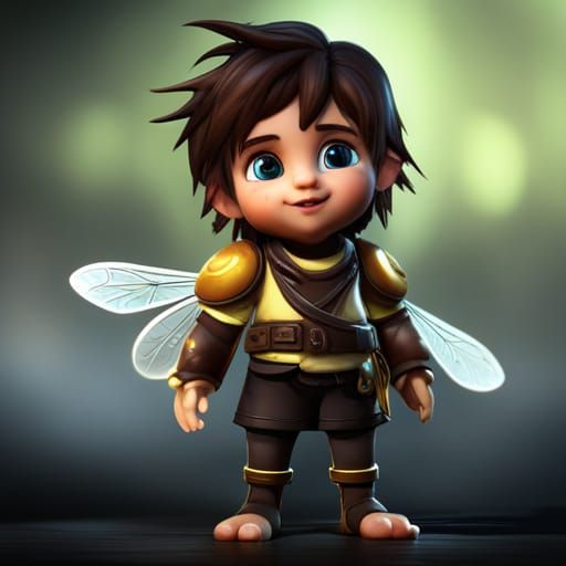 Adorable Boy Bee in Dark Fantasy Style
