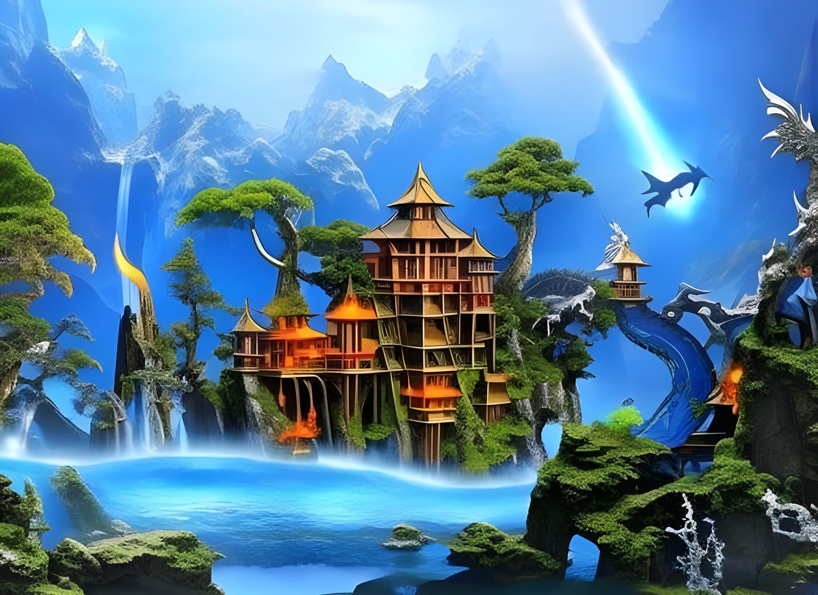 Elemental Dragons in Magical Setting