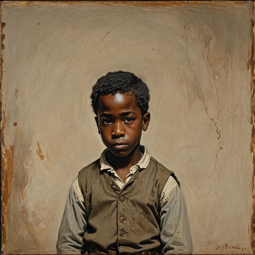 1800s Portrait of Young African American Boy