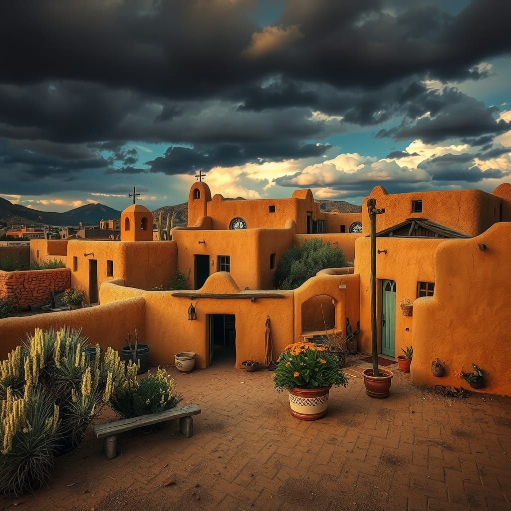 Hyperrealistic Taos Pueblo Summer in High Definition