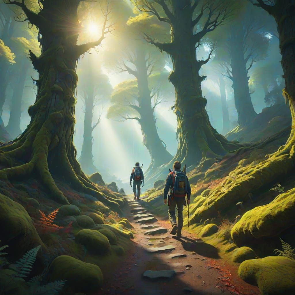 Enchanted Forest Hiker Matte Painting