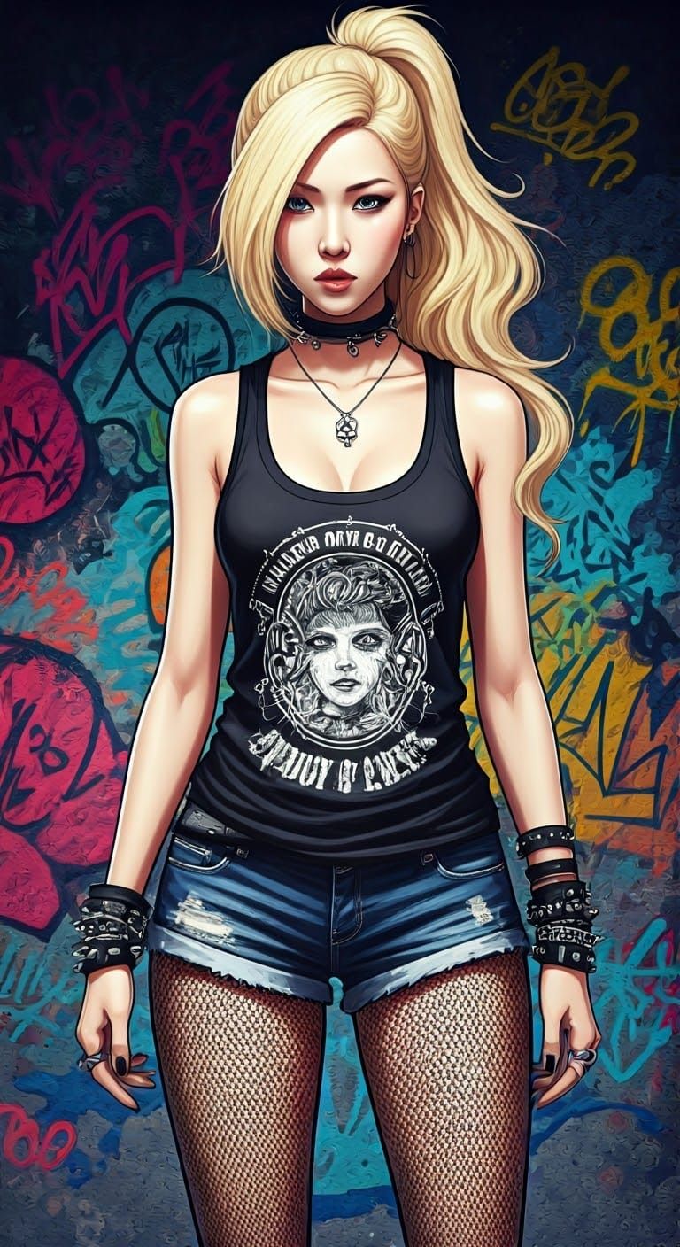 Edgy Korean Woman in Shounen Anime Style