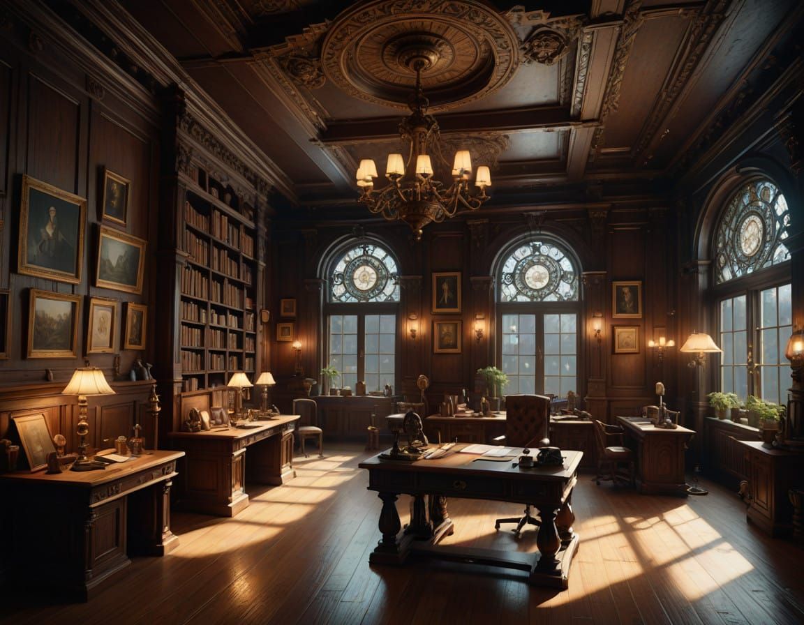 Victorian-Era University Classroom in Warm, Golden Light